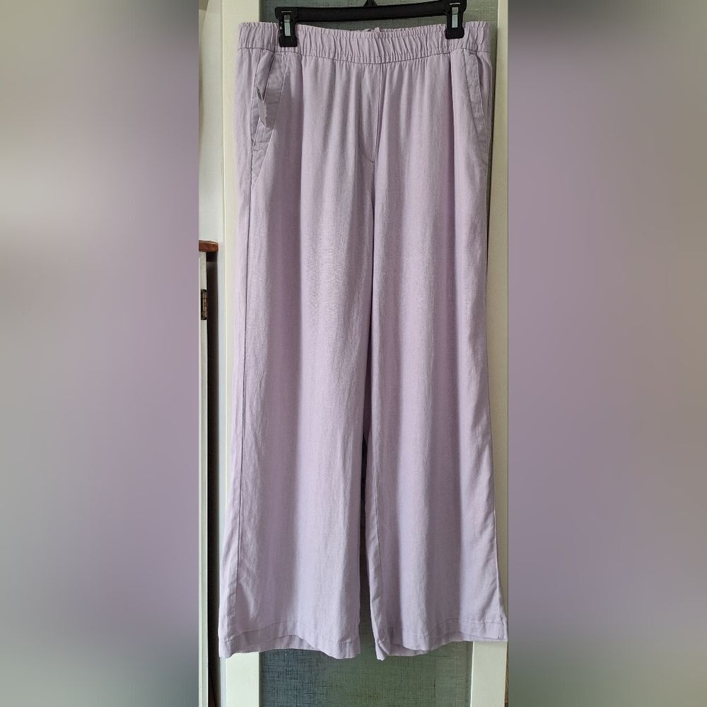 NWT Old Navy M Lavender Wide-Leg Linen Pants - Picture 6 of 8